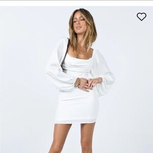 LILLIE LONG SLEEVE MINI DRESS WHITE
